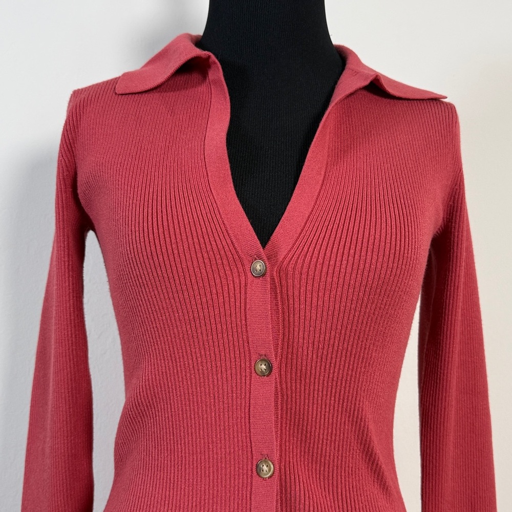 INTERMIX Ribbed Button-Up Cardigan P (XS) - Picture 3 of 6